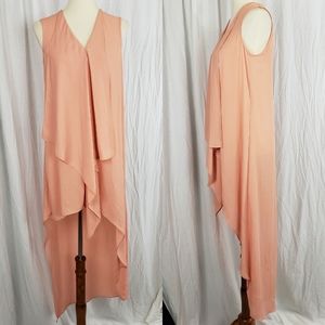 BCBGMaxArzia Rose Cascade Ruffle High Low Dress